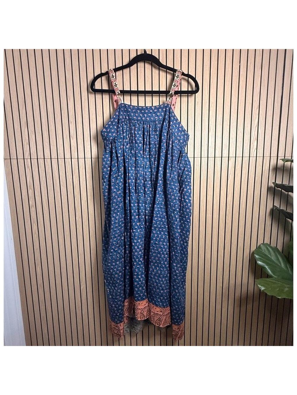 029 Natural Life Blue Boho Midi Dress (Large, EUC) - Picture 5 of 5